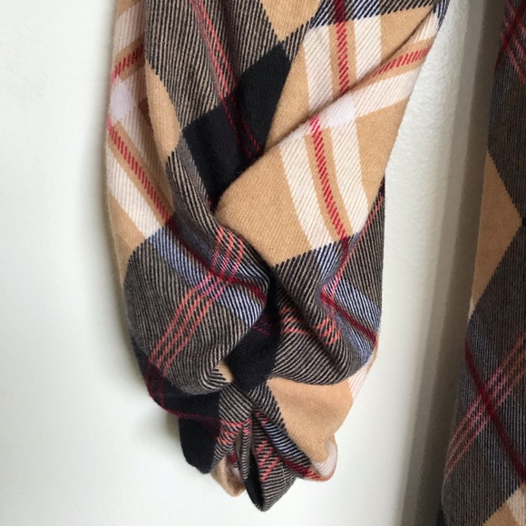 Robert Louis Plaid Sweater Dress & Infinity Scarf Set Beige Black Size 3X - Picture 6 of 13
